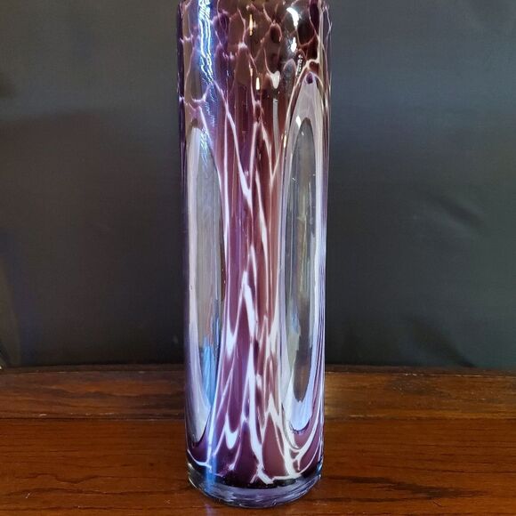 Vintage Purple Amethyst Cylindrical Vase 14" Tall - Picture 3 of 8
